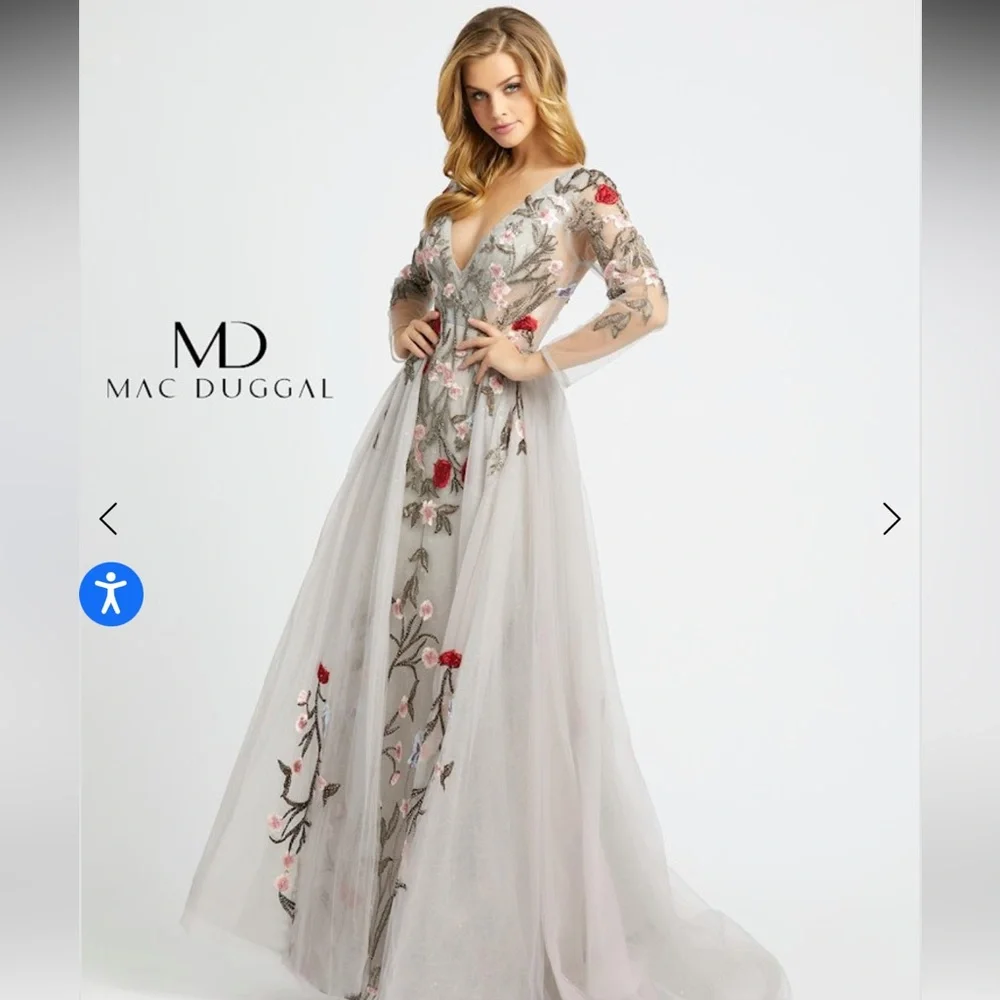 Mac Duggal Couture - 20125D Floral Embroidered Dress With Overskirt - Picture 1 of 8